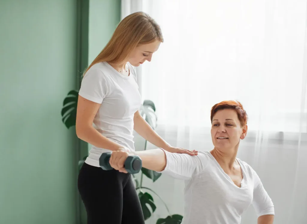 Frozen shoulder relief for 62 year old with weight therapy & massage therapy